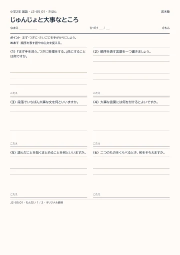 じゅんじょと大事なところの見本