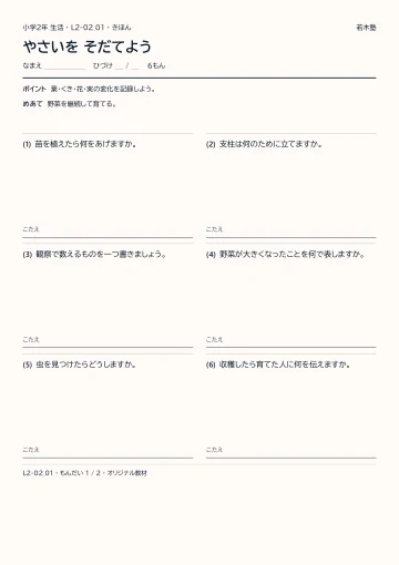 やさいを そだてようの見本