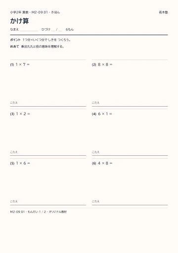 かけ算の見本