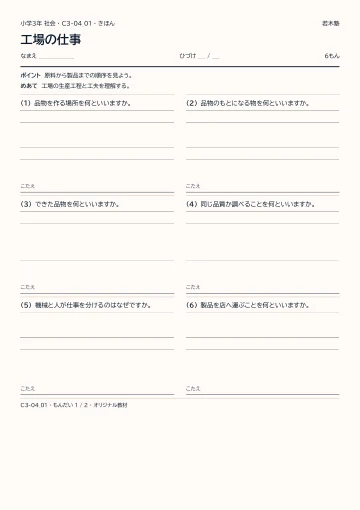 工場の仕事の見本