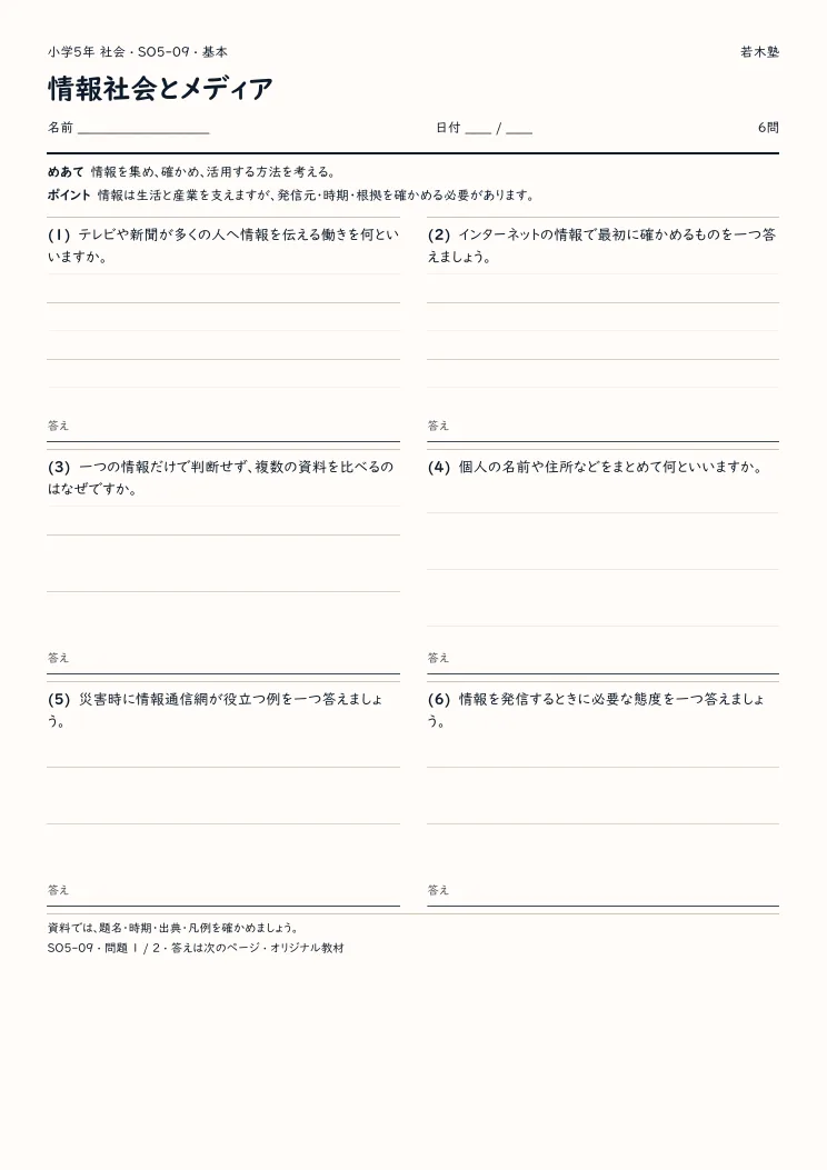 情報社会とメディアプリントの見本